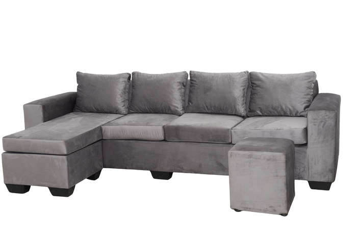JoJo 4 Seater Couch - Grey Velvet
