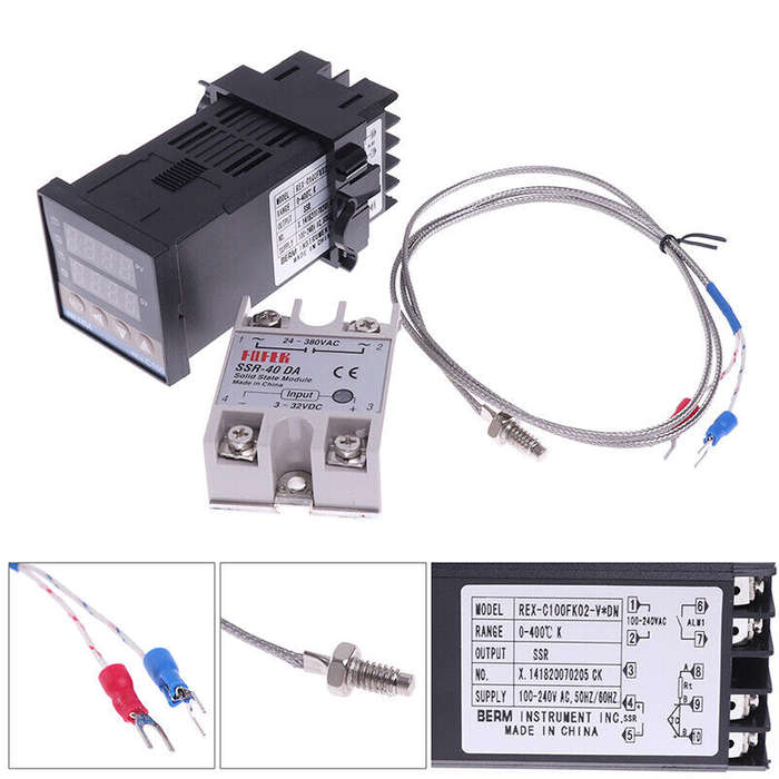 REX-C100 SSR Output PID Intelligent PID Temperature Controller 110-240V 0~999. With type  K Sensor