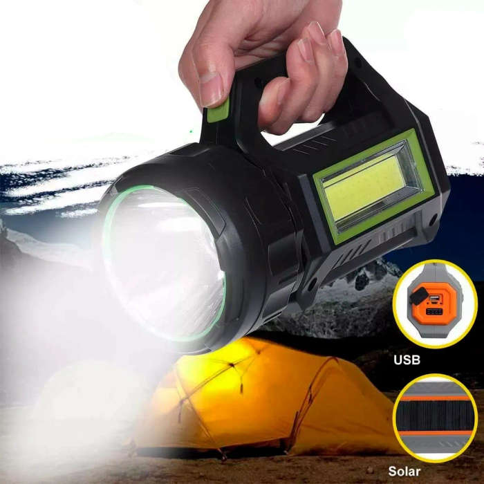 Solar rechargeable hand hold camping lamp with 40 LED beads