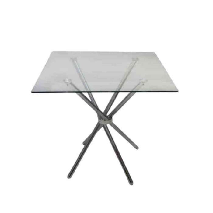 80cm 4 Seater Square Glass Table