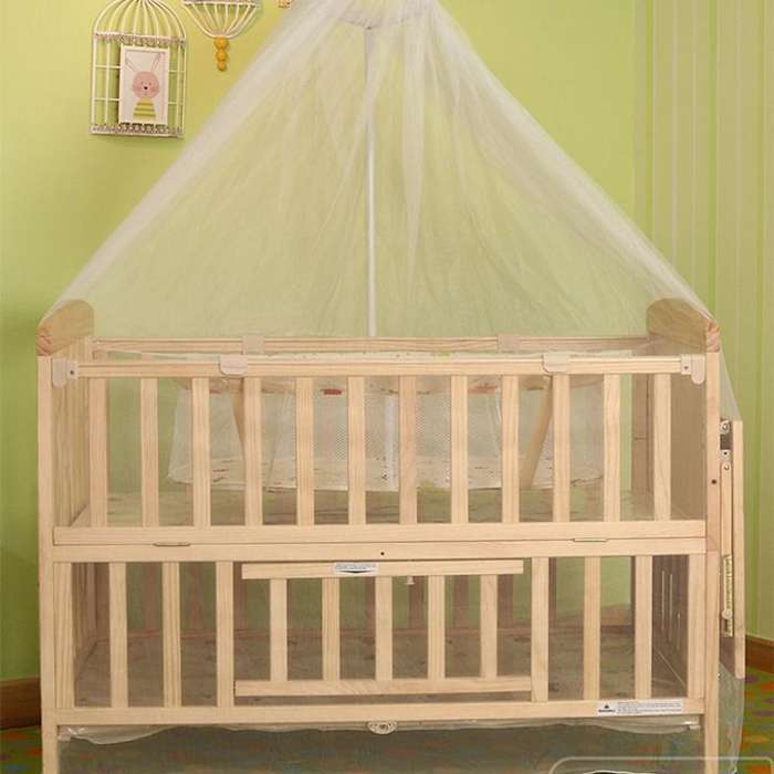 Belecoo Wooden Baby Cot With Cot Bumper Mat