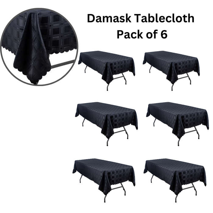 Tablecloth Rectangular Damask Pack of 6-Black