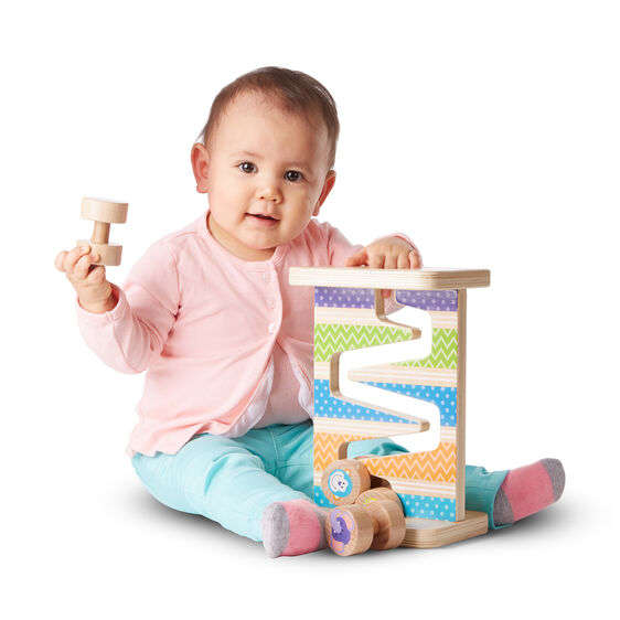 First Play Wooden Safari Zig-Zag Tower With 4 Rolling Pieces