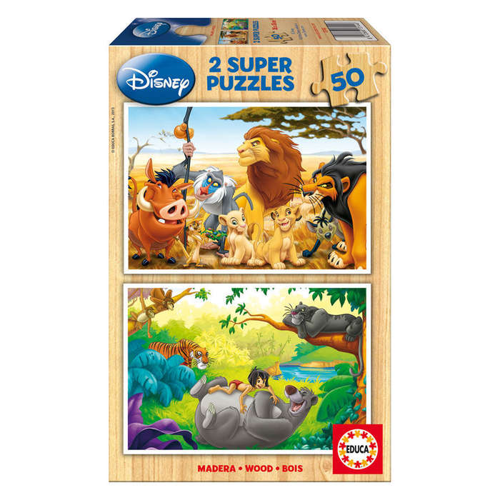 Educa - Disney Animal Friends Wooden Puzzles - 2x50 Piece Puzzles