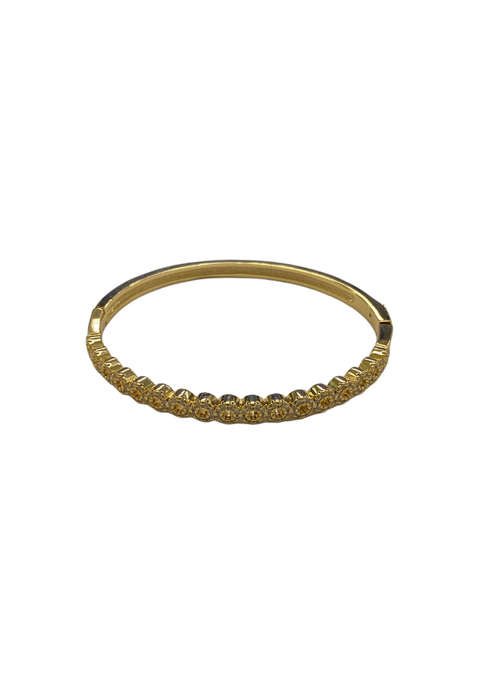 Ladies Golden Clip-On Bracelet with Diamante Studs - Donut Design