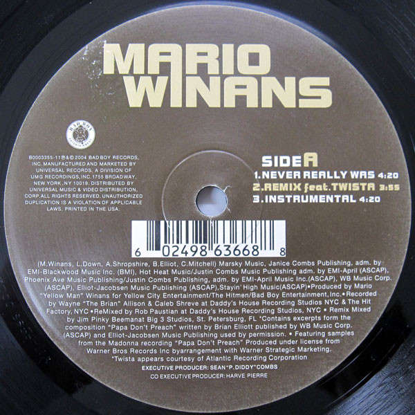 Mario Winans - Never Really Was / This Is The Thanks I Get (12" Vinyl LP)