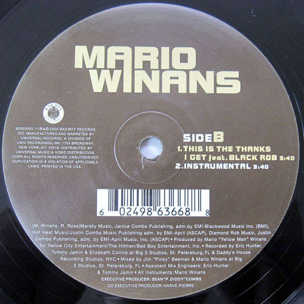 Mario Winans - Never Really Was / This Is The Thanks I Get (12" Vinyl LP)