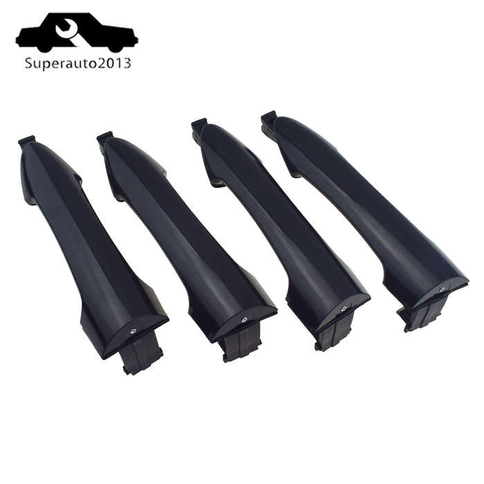 4PCS Front Rear Left Right Exterior Door Handle Black For Kia Picanto 2011-2016