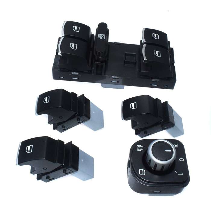 New Chrome Master Window Mirror Switch Set 5 For VW Jetta 3 Golf MK5 MK6 Passat