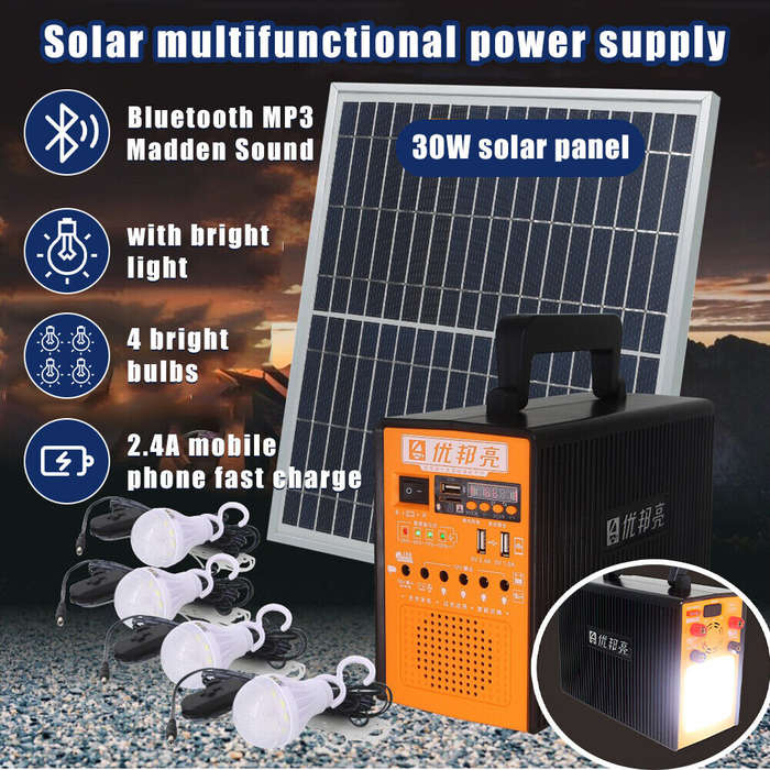 Solar Generator Power Station Portable System with LifePO4 Battery 25200mA + 18V 28W Solar Panel