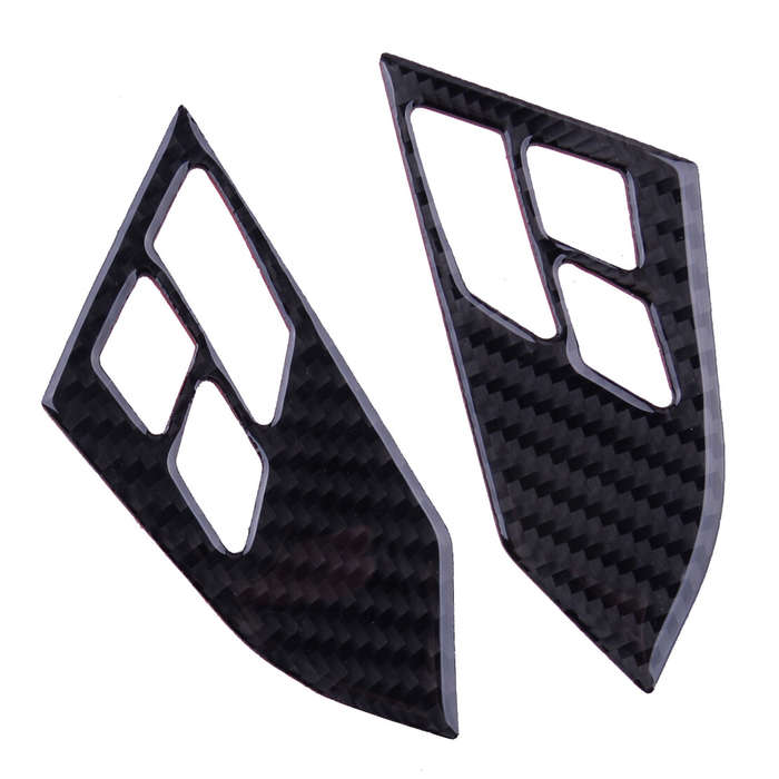 Black Carbon Fiber Steering Wheel Button Trim Cover Fit for BMW 5 Series E60 E61