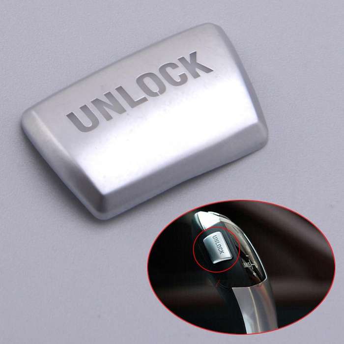 Silver Gear Shift Knob "Unlock" Button Trim Fit For BMW 3 5 7 Series X3 X4 X5 X6