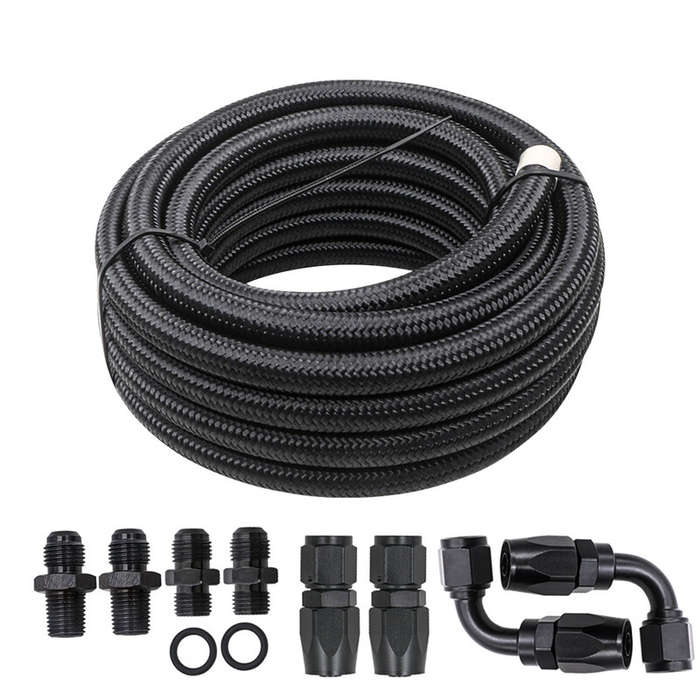 4L60E 4L65E TH350 TH400 Automatic Transmission Cooler 6AN Hose Line Kit Black