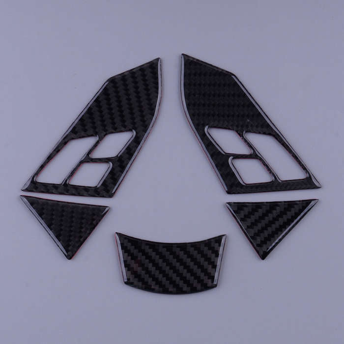 Black Carbon Fiber Steering Wheel Button Trim Cover Fit for BMW 5 Series E60 E61