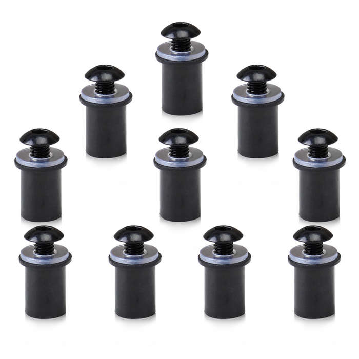 10x M5 5mm black Windscreen Bolts Kit Motorcycle Windshield Screw Mounting Nuts