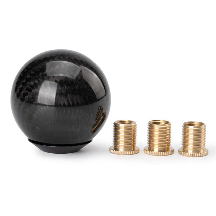 Universal Round Shift Knob 5 6 Speed Carbon Fiber Gear Shifter Knob w/ Adapters