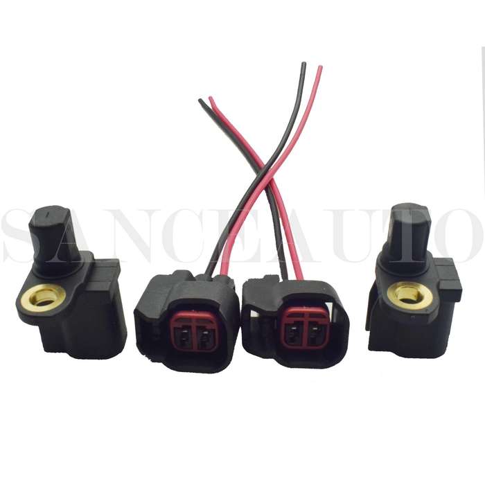 Rear ABS Wheel Speed Sensor W/ Connector 4pcs for Volvo C30 Ford Lincoln Jaguar