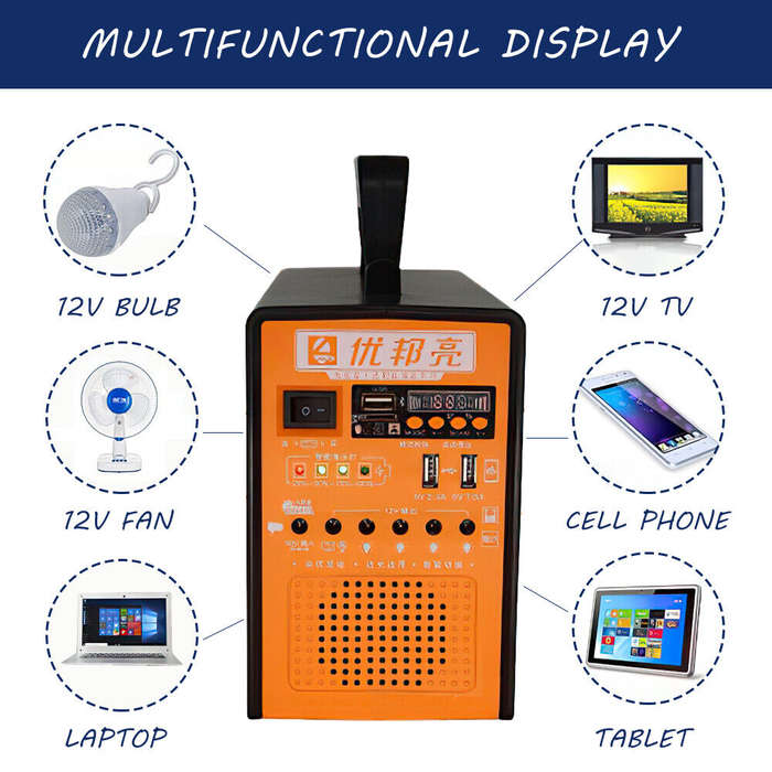 Solar Generator Power Station Portable System with LifePO4 Battery 25200mA + 18V 28W Solar Panel