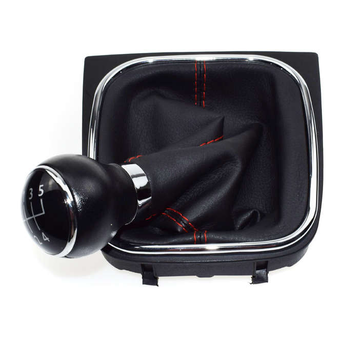 5 Speed Gear Shift Knob Leather Boot For VW Golf 6 Mk6 10-14 Jetta 6 Mk6 11-14