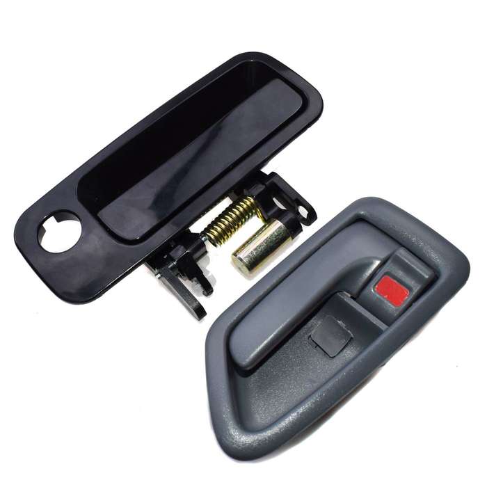 Black Front Left Outside & Gray Left Inside Door Handle For Toyota Camry 97-01