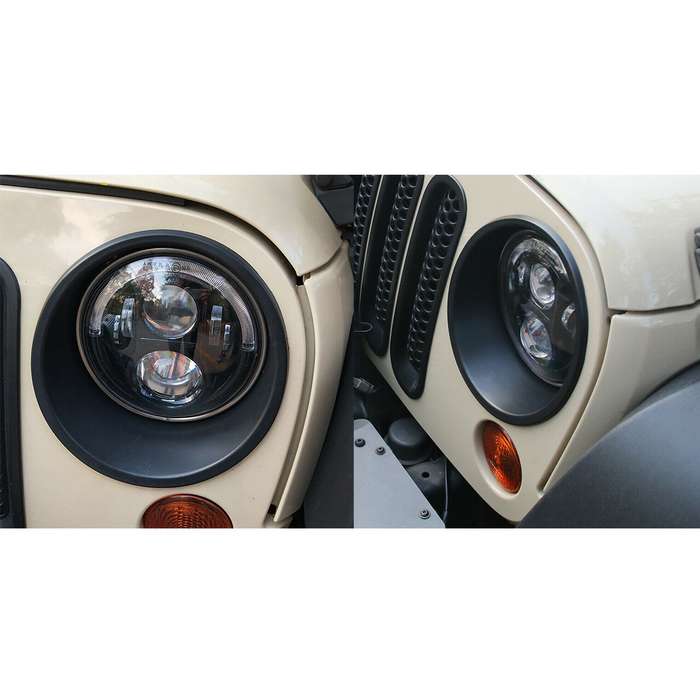 Front Headlight Bezels Insert Cover Trim Fit For Jeep Wrangler JK 2007-2018