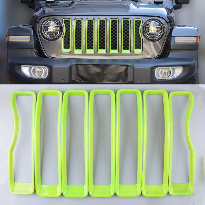 7pcs Front Grille Grill Insert Cover Trim Kit fit for Jeep Wrangler JL 2018-2021