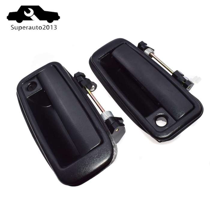Pair Outside Door Handle Front Left & Right Black For Toyota Corolla 1988-92 New