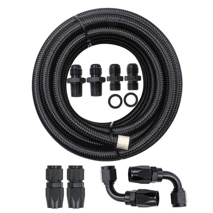 4L60E 4L65E TH350 TH400 Automatic Transmission Cooler 6AN Hose Line Kit Black