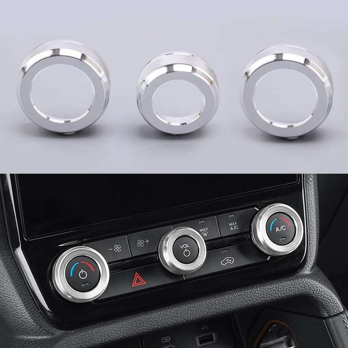 3pcs Silver AC Radio Switch Knob Ring Covers Fit For Ford Ranger 2023 2024 2025