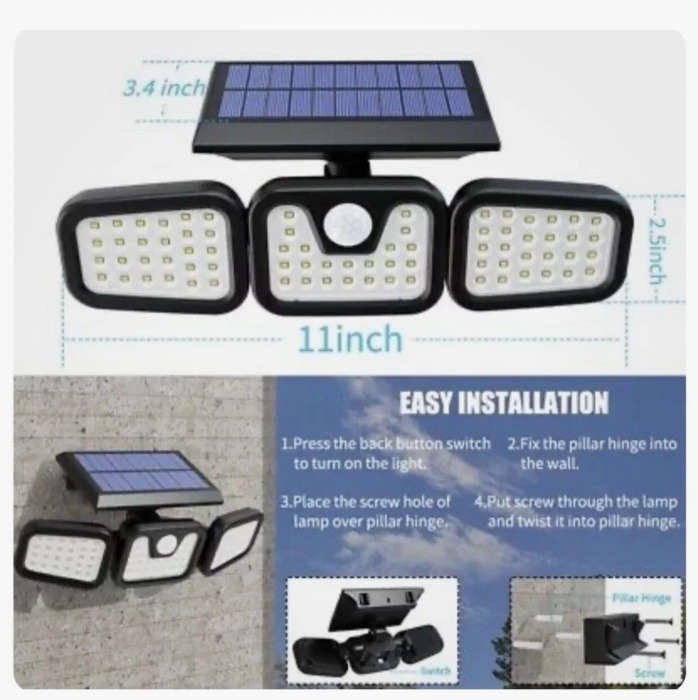 Split Solar Wall Lamp 3 Head Solar Wall Light Outdoor Security Lamp
