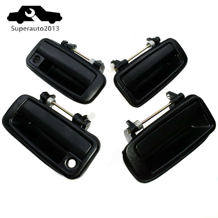 4X Outside Door Handle Front Rear Left Right Black For Toyota Corolla 88-92 New