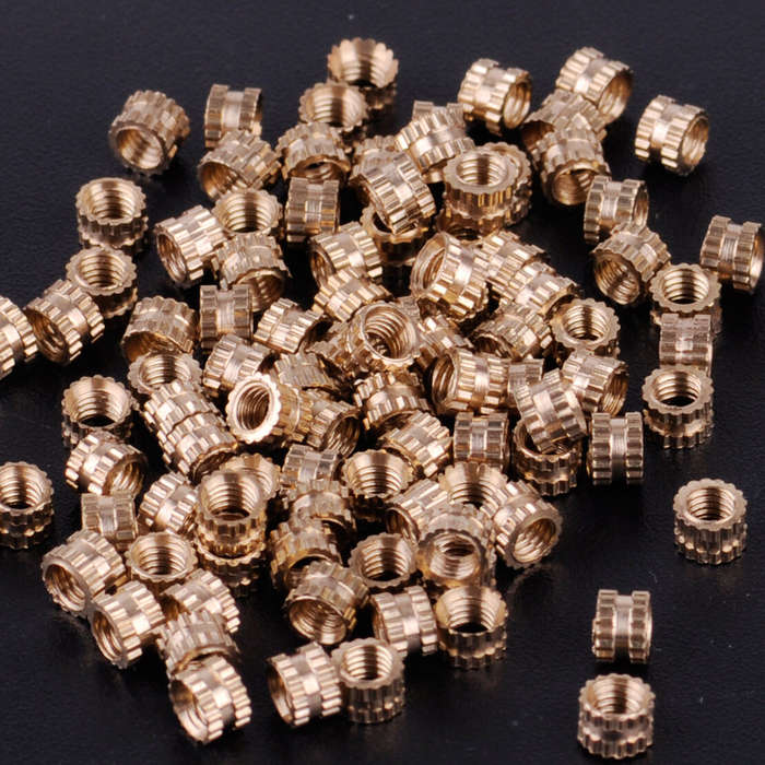 100pcs M3 x 3 x 4.3mm Female Brass Cylinder Knurled Nut Embedded Insert Threaded