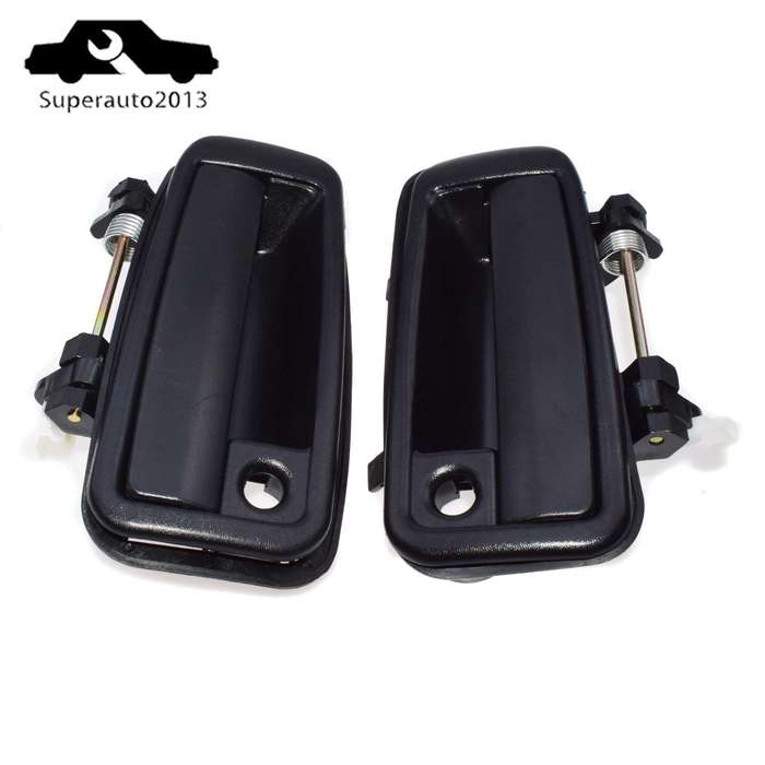 Pair Outside Door Handle Front Left & Right Black For Toyota Corolla 1988-92 New