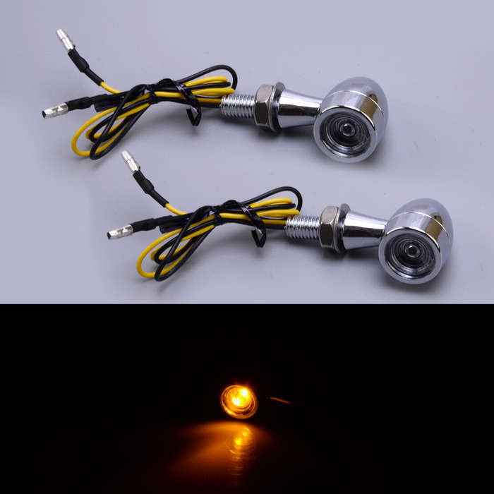 2x Motorcycle Amber Mini Bullet LED Turn Signal Light Brake Lamp Indicator
