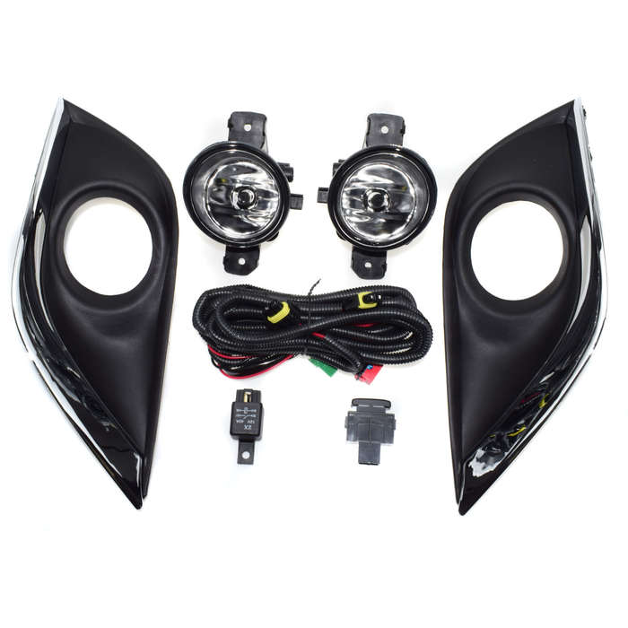 2pcs Clear Lens Fog Lights For 15-17 Nissan Versa w/ Bezel Wiring Switch Relay