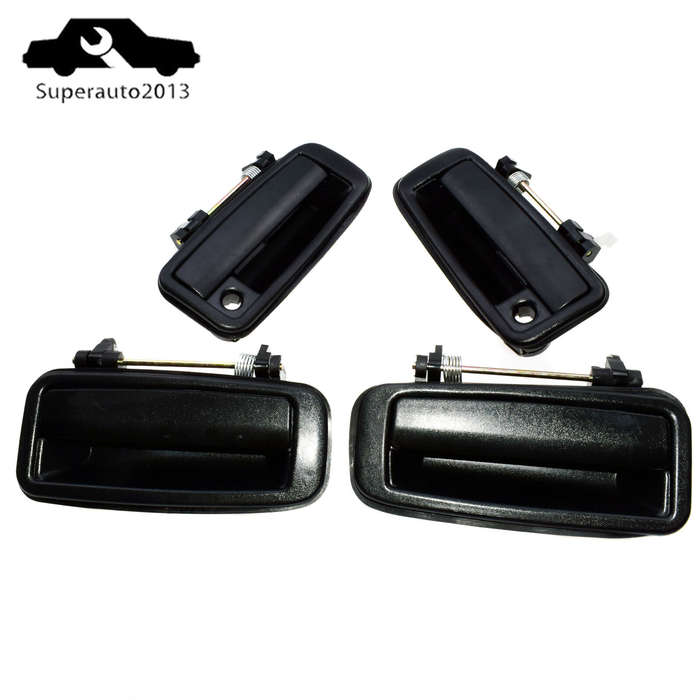 4X Outside Door Handle Front Rear Left Right Black For Toyota Corolla 88-92 New