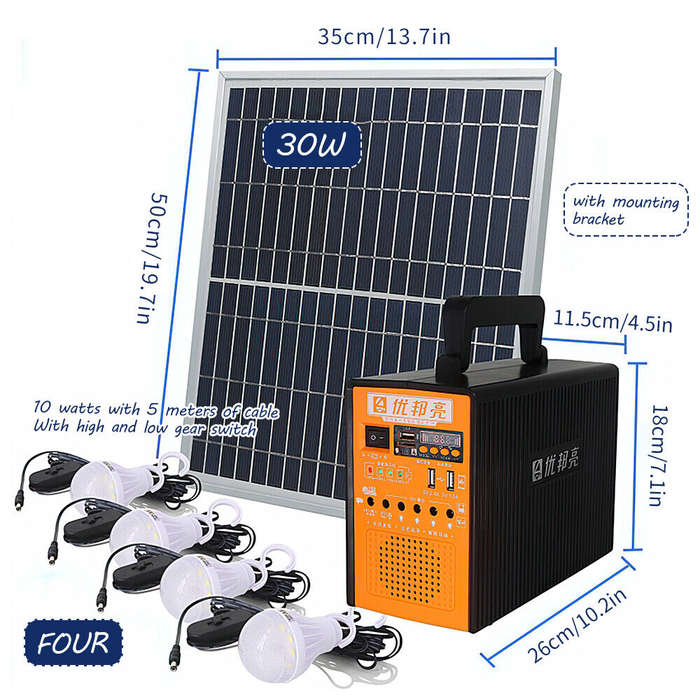 Solar Generator Power Station Portable System with LifePO4 Battery 25200mA + 18V 28W Solar Panel