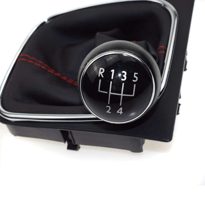 5 Speed Gear Shift Knob Leather Boot For VW Golf 6 Mk6 10-14 Jetta 6 Mk6 11-14
