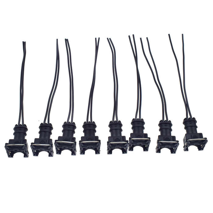 8PCS 2 Way Fuel Injector EV1 Female Connector Plug Clip Harness Pigtail Wiring