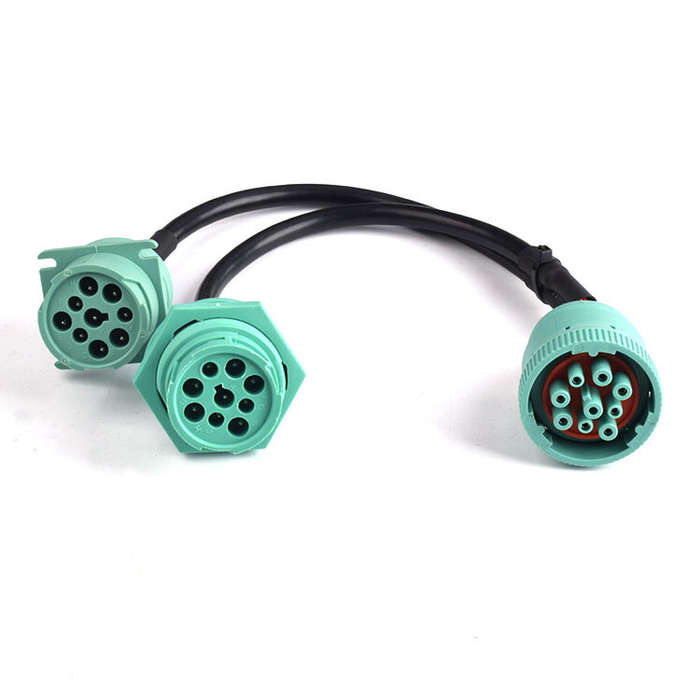 J1939 9 Pins to OBD2 Female Male 16 Pin Connector Adapter Truck Diagnostic Cable