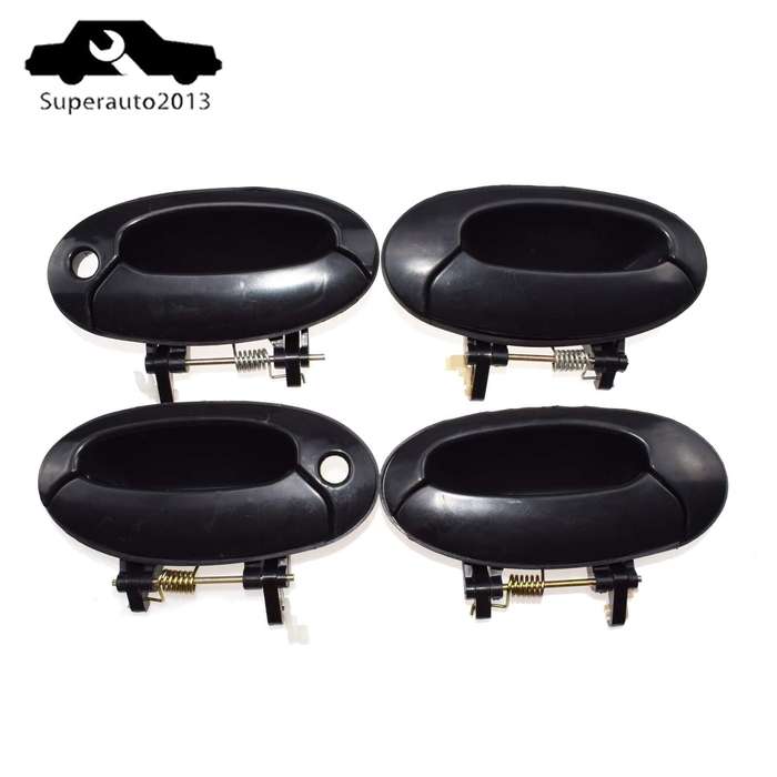 4PCS Front Rear Left Right Outside Door Handle Black For Hyundai Elantra 1996-00