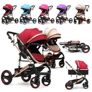 Baby Pram Stroller - 3 Function Foldable Baby Pram with Car Seat- Maroon Belecoo Brand