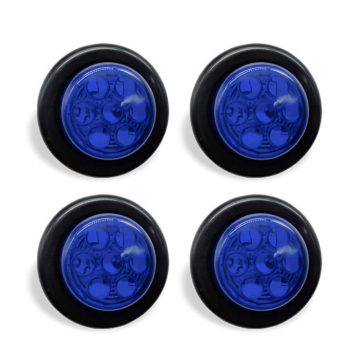 4pcs/Kit Blue 7-LED Round Truck Trailer Side Marker Clearance Light