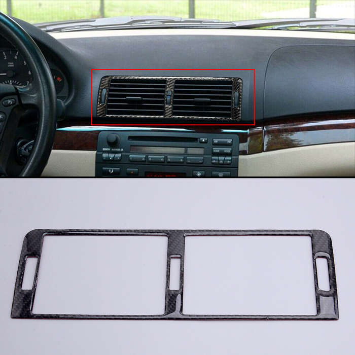 Car Carbon Fiber Console Air Vent Outlet Trim Fit For BMW 3 E46 1998-2005
