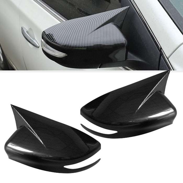 Carbon Style Ox Horn Rearview Mirror Covers Trim Fit for Nissan Maxima 2016-2019