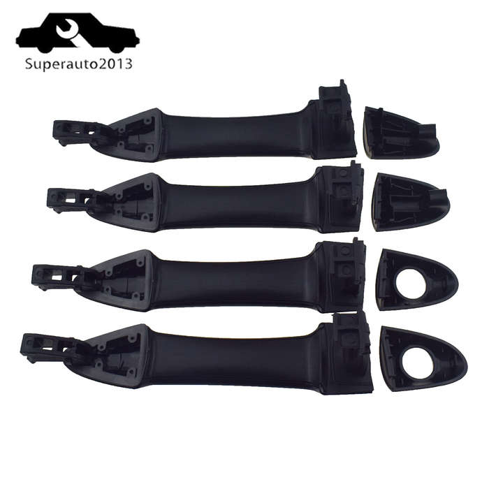 4PCS Front Rear Left Right Exterior Door Handle Black For Kia Picanto 2011-2016