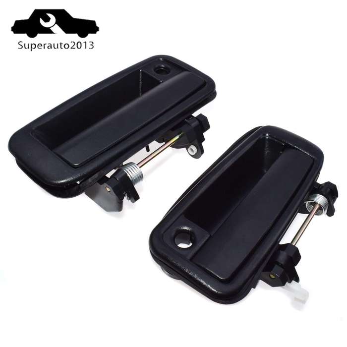 Pair Outside Door Handle Front Left & Right Black For Toyota Corolla 1988-92 New