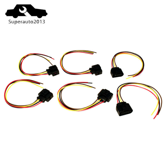 6X Ignition Coil Connector Wire Harness Plug Wiring For VW Jetta Passat Audi New