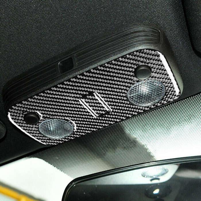 Roof Reading Light Panel Cover Trim Fit for Ford Mustang Black Carbon Fiber