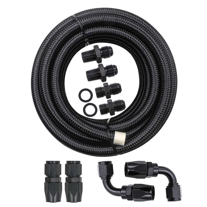4L60E 4L65E TH350 TH400 Automatic Transmission Cooler 6AN Hose Line Kit Black